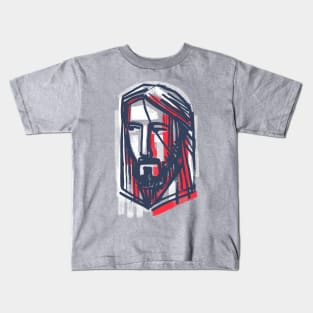 Jesus Christ face ink illustration Kids T-Shirt